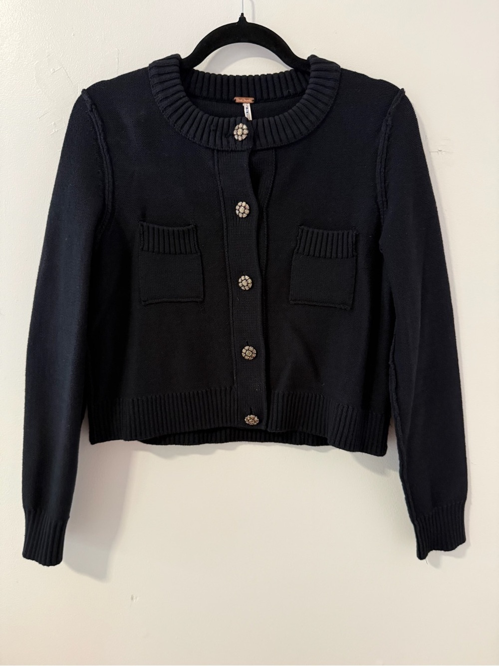 Free People Luna Cardigan with Crystal Jewel Buttons